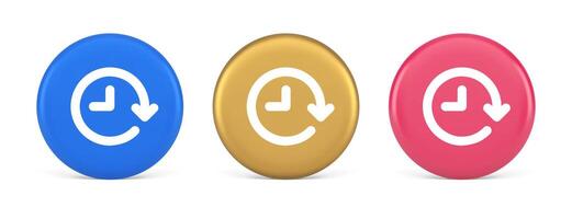 Clock in circle arrow button time countdown deadline chronometer 3d realistic circle icon vector