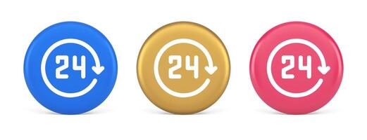 24 hours circle arrow button always available assistance service 3d realistic circle icon vector
