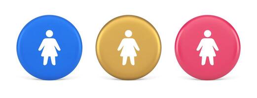 Woman silhouette staff member unrecognizable person button user profile interface 3d circle icon vector