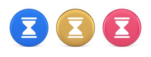 Hourglass sand watch time measurement button countdown minute hour period 3d realistic circle icon vector