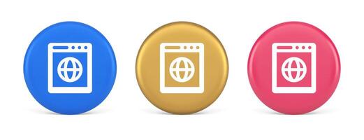 Internet browser global wireless connection button cyberspace virtual networking 3d circle icon vector