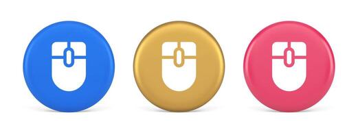 Mouse computer scrolling device cursor button click control cyberspace interface 3d circle icon vector