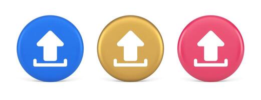 Upload up arrow button document multimedia file exchange cyberspace storage 3d circle icon vector