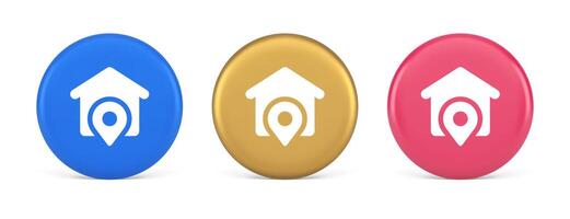 House location GPS route button distance navigation map pin pointer address direction 3d circle icon vector