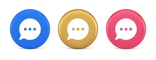 Think bubble chat button online dialogue social network communication 3d realistic circle icon vector