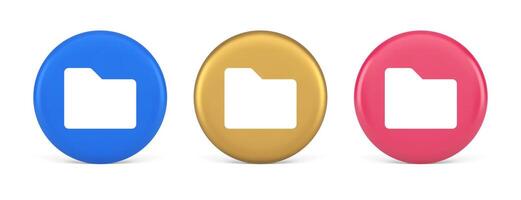 File folder archive directory button cyberspace digital document storage organizing 3d circle icon vector