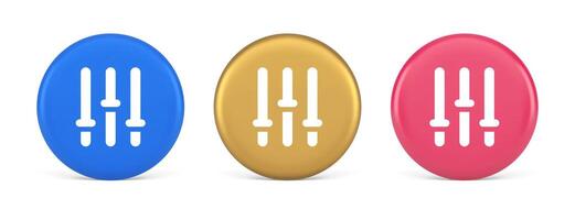Sound mixing panel button audio balance mixer control desk 3d realistic circle icon vector