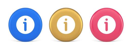 Info button information character FAQ question answer help support web app 3d realistic circle icon vector