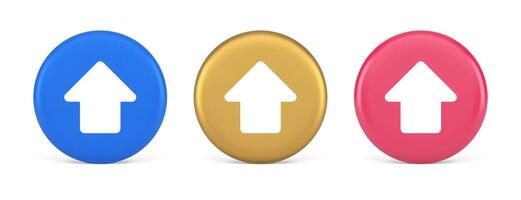 Arrow up button directional pointer cyberspace cursor 3d realistic circle icon vector