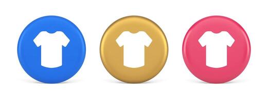 T shirt online shopping button internet order purchasing 3d realistic circle icon vector