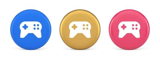 Gamepad controller virtual gaming connect button joystick joypad web app 3d realistic circle icon vector