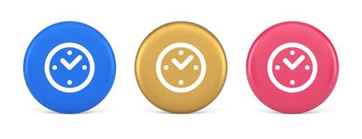 Alarm clock time countdown button deadline measurement 3d realistic circle icon vector
