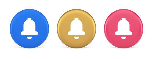 Handbell ring button cyberspace sound reminder service 3d realistic circle icon vector