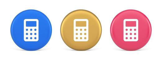 Calculator button mathematical number counting web application design 3d realistic circle icon vector