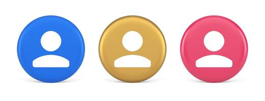 User person human contact button cyberspace account information web app 3d realistic circle icon vector