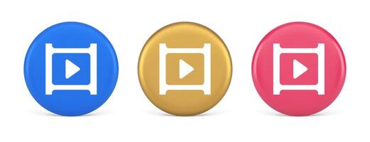 film multimedia content play button digital player broadcasting 3d realistic circle icon vector