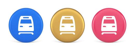 Train railway subway locomotive button rail passenger transportation travel 3d realistic circle icon vector