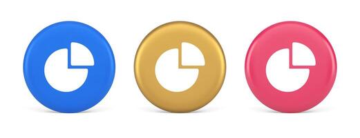 Chart pie diagram piece button business presentation financial report 3d realistic circle icon vector