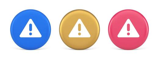 Exclamation point triangle button attention advice mark important information 3d circle icon vector