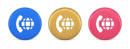 Phone call international global communication button cyberspace dialogue conversation 3d circle icon vector