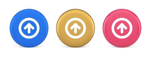 Up arrow round border button cyberspace navigation pointer 3d realistic circle icon vector