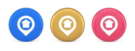 Urban building location find button house map pin web application 3d realistic circle icon vector
