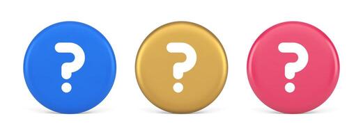 Question mark button advise attention answer FAQ point internet info support 3d circle icon vector