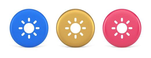 Brightness button sun light warm cold contrast digital interface 3d realistic circle icon vector