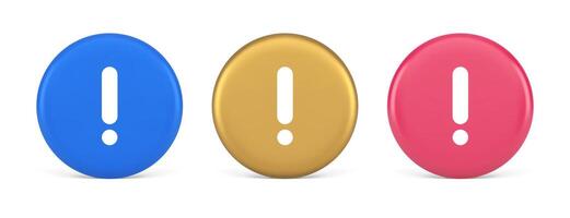 Exclamation mark keyboard button important attention point cyberspace communication 3d circle icon vector