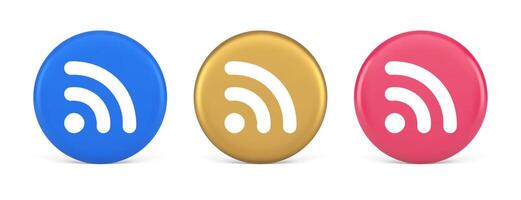 Wifi available access button wireless internet connection signal 3d realistic circle icon vector