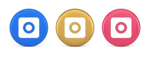 Camera photo shooting button multimedia content creation web application 3d circle icon vector