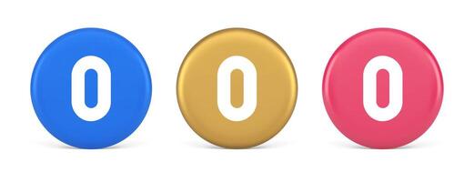 Zero character number button digital sign for math counting cyberspace communication 3d circle icon vector
