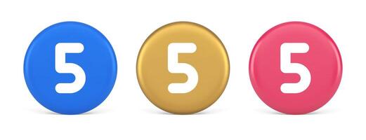 Five character calculator keyboard button financial counting 3d realistic circle icon vector