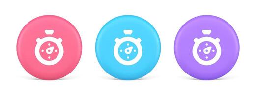 Stopwatch button timer speed time counting application panel interface 3d realistic circle icon vector