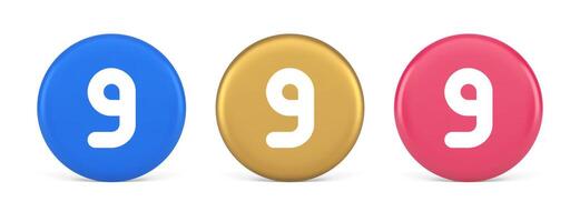 Nine number button calculation math financial budget web app 3d realistic circle icon vector