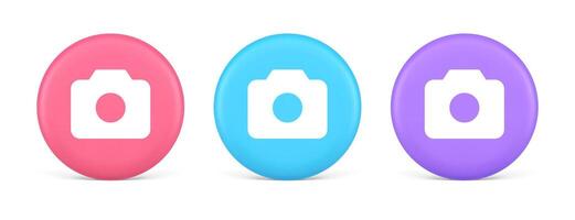 Camera multimedia application content creation digital button 3d realistic circle icon vector