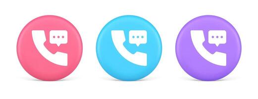 Helpline assistance chat consulting telephone customer support button 3d realistic circle icon vector