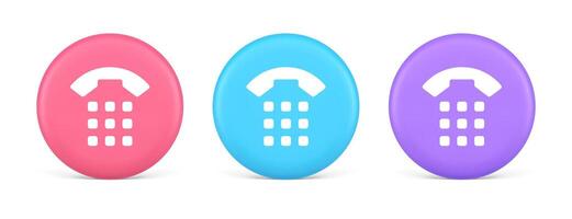 Phone call button application handset mobile contact communication 3d realistic circle icon vector