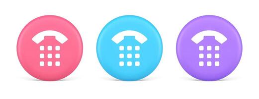 Phone call button application handset mobile contact communication 3d realistic circle icon vector