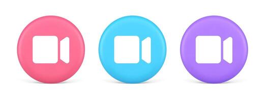 Camera photo shooting multimedia content creation button 3d realistic circle icon vector