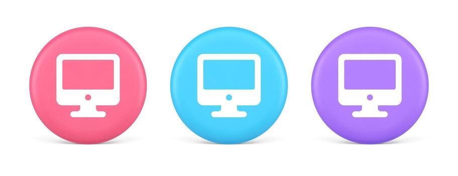 Computer monitor connection button cyberspace digital technology 3d realistic circle icon vector