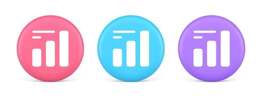 Bar graph business analyzing button diagram profit progress stock market stats 3d circle icon vector