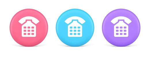 Phone call contact communication web button helpline hotline 3d realistic circle icon vector