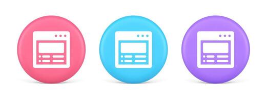 Internet document tax form banking account web page button virtual browsing interface 3d circle icon vector