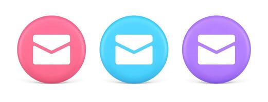 Newsletter inbox chat message button remotely communication digital notification 3d circle icon vector