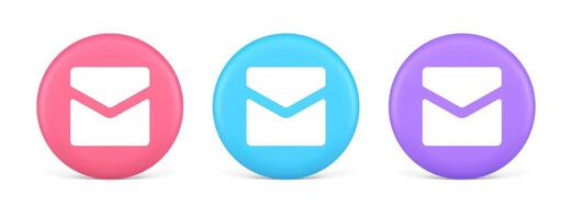 Email letter incoming message closed envelope mobile application button 3d realistic circle icon vector
