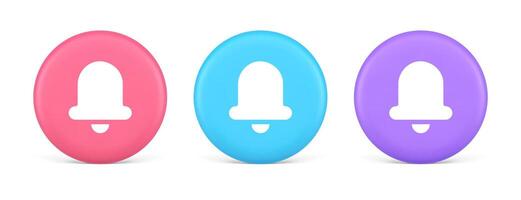 Handbell ring sound notification button incoming message call notification 3d realistic circle icon vector