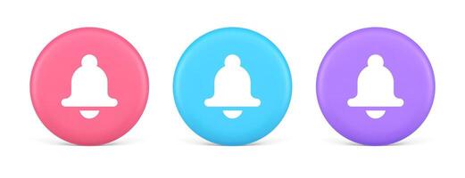 Bell ring audio sound button signal push reminder cyberspace interface notification 3d circle icon vector