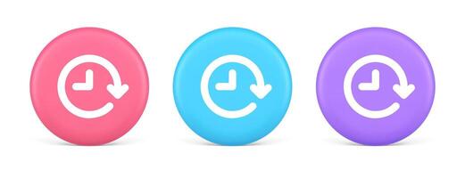 Clock in circle arrow button time countdown deadline chronometer 3d realistic circle icon vector