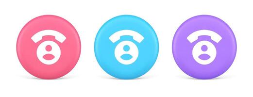 Contact phone call voice communication button dialog assistance helpline consulting 3d circle icon vector